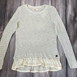 BNWT Tan sweater with bottom lace detail